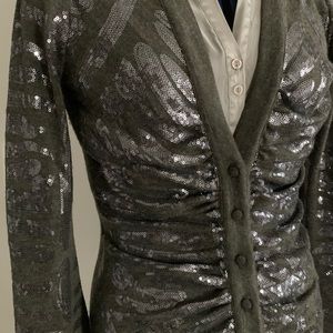 Hale Bob grey & silver sequined sweater/Cover up